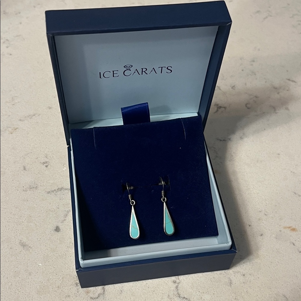 Ice Carats Turquoise Teardrop Earrings